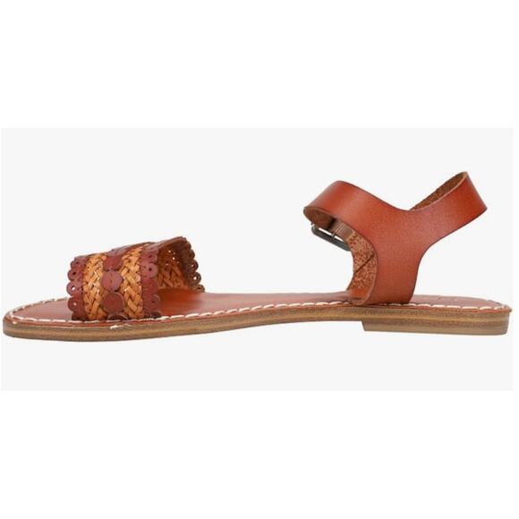 MIA Womens Casual Leather Vienna Woven Flat Ankle Strap Sandals - Brown Size 6 - Picture 2 of 10